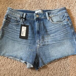 PAIGE Light Blue Denim Cutoff Shorts